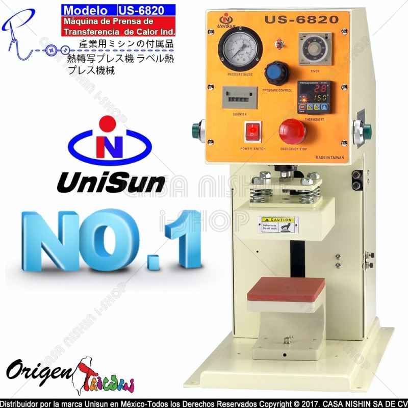US-6802 Máquina de Prensa de Transferencia de Calor Industrial 127V-600W Taiwán